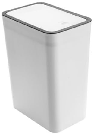 AUNMAS Bathroom Trash Can, Plastic Trash Bin with Press Top Lid Sealed Large Capacity Odorless Garbage Cans Wastebasket for Toilet Office Bedroom Living Room (White)
