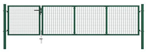 Festnight Doppeltor Gartentor 350x75 cm Doppelflügeltore Metall Einfahrtstor Hoftor Abschließbar Gartentür Zauntor Tür Gartenpforte Pforte Verzinkter Stahl