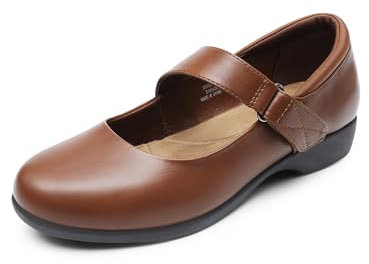 DREAM PAIRS Zapatos Planos Mujer Mary Jane Bilarinas Comodos Elegentes,Size 40,Marrón,SDFA2407W,Size 40,Marrón,SDFA2407W