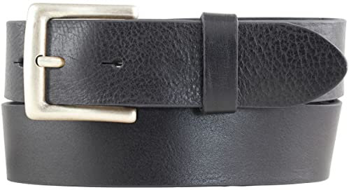 BELTINGER Jeansgürtel aus Vollrindleder mit altsilberner Gürtelschließe 4 cm | Jeans-Gürtel für Damen Herren 40mm | Leder-Gürtel | Schwarz 90cm