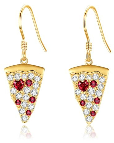 Pizza-Ohrringe, 925er-Sterlingsilber, Pizza-Ohrringe, Pizza-Liebhaber, Schmuck, Geschenke für Frauen und Mädchen