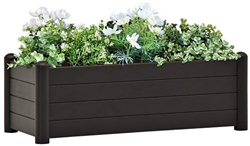 ARKEM Garten-Hochbeet PP Anthrazit 100x43x35 cm Hochbeet Pflanzkasten Zaun Sichtschutz
