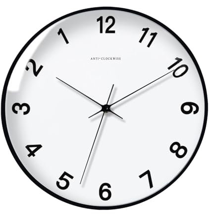 Fenteer Rückwärts Uhr Wanduhr Gegen Den Uhrzeigersinn, Wandkunst Dekoration, 30,5 cm, Dekorative Wanduhr für Zuhause, Büro, Küche, Wohnzimmer, Stil E