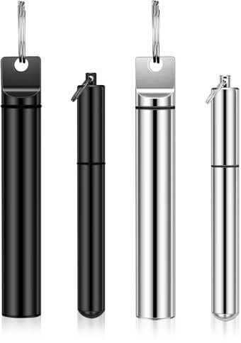 ASTER 4 soportes para palillos de dientes, soporte de metal para palillos de dientes de aleación de aluminio, soporte portátil impermeable para palillos de dientes con llavero para picnic al aire
