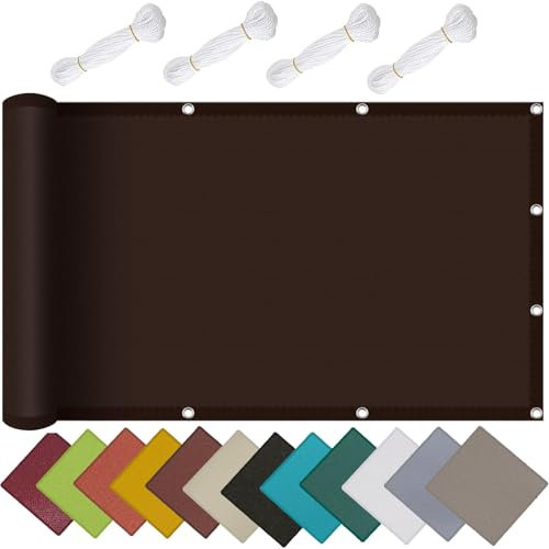 Vela Ombreggiante,Rete Telo Ombra, 1.6 x 3.8 m Pes Protección Rayos Uv, Rettangolo, Tenda da Sole per Esterno, con Fune, per Giardino, Balcone, Piscina, Marrone