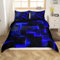 3D Geometrische Bettwäsche Sets Abstrakte Ästhetische Trösterbezug,Schwarz und Marineblau Bett Set Glühende Futuristische Würfel 135x200 Bettbezug Neon Gitter Bettbezug (Schwarz Reversibel)