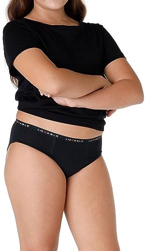 LOVABLE Slip da Ciclo Mestruale Flusso Medio My First Period Panties Bambine e Ragazze, Nero (Black-004), 14 Anni