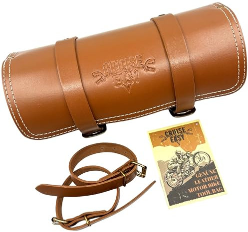CRUISE EASY Echtleder Motorrad Werkzeugtasche - handgefertigte, wetterfeste Werkzeugtasche Echtleder - Nevada Modell (M)