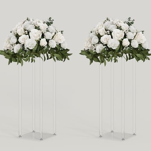 TEKXYZ Acrylic Centerpiece Stand, 2 Pcs 60 CM Tall Flower Stand, Column Wedding Centerpieces, Flower Stand for Wedding Event Party Props, Home Decor, Table