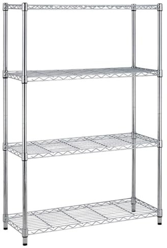 BestOffice 4 Tier Shelving Unit NSF Wire Shelf Metal Large Storage Shelves Heavy Duty Height Adjustable Commercial Grade Steel Utility Layer Shelf Rack Organizer 450kg Capacity