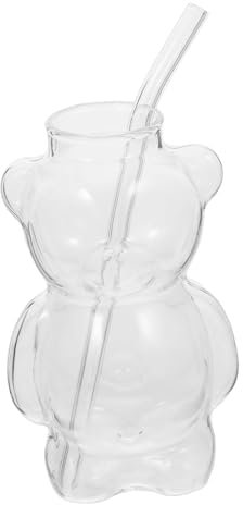 PRETYZOOM 1 Satz Bärenglas-Wasserbecher Bärenförmige Flasche Cartoon-Glaswaren partybecher saftglas Glasbecher Wein Tassen Kaffeebecher Cartoon-Bär-Wasserbecher Trink Gläser Wiederverwendbar