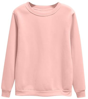 JOASDAO Felpe foderate in pile da donna Casual Tinta unita Girocollo Pullover 2024 Moda Autunno Manica Lunga Maglione Caldo Top, Rosa cipria, L