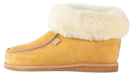 Provellus Hausschuhe Pantoffeln Für Kids Echt Deutsches Merinoschaffell/Leder mit Gummisohle (Gelb, EU Schuhgrößensystem, Grundschulkind, Numerisch, M, 34)