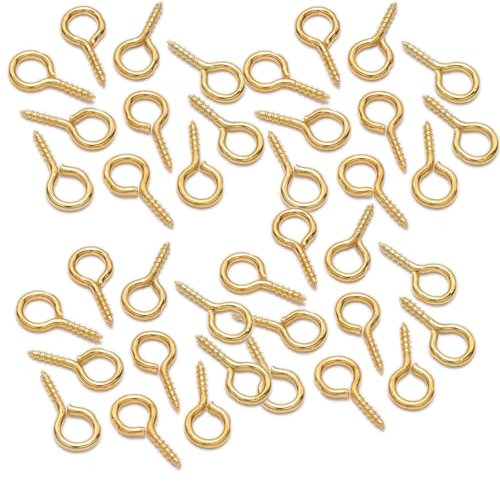 Globellapro 400pcs Gold Screw Eye Pins Hooks, 6*13mm Mini Metal Goat's Eye Screws, Eye Bolts Screws