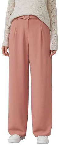 s.Oliver Damen Hose lang, Wide Leg Twill-Hose mit Gürtel und High Rise