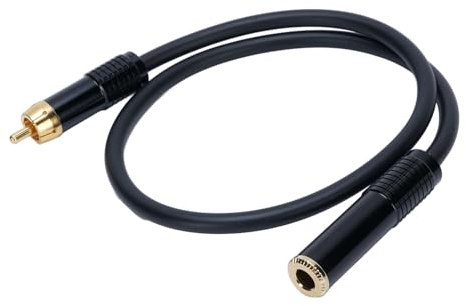 Srliya Gold Plated 1/4 Inch 6.35mm Female Plug to Male Adapter Cable for AV Receiver Speakers Mixers CD Players 0.5M