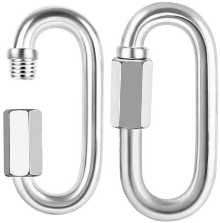 Etauwe 3.5 Inch Quick Link, Heavy Duty Chain Link, 304 Stainless Steel Screw Chain Connector, 3/8 D Shape Links Locking Carabiner, Chain Hook, 2535 Lbs Capacity, 2 PCS
