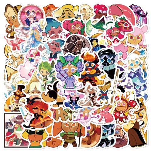 Cookies Stickers, 50 Cookie Figure Vinyl Waterproof Sticker Decals for Party, Water Bottle Scrapbook Laptop Skateboard Computer for Teens Students