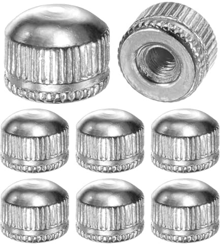 M METERXITY 8-Pack Threaded Cap Nuts, M4x11mm Screw Caps for Light Fixture, Female Knurled Knob Nut for Ceiling Light Cover Replacement/Decorative Lamp Parts, Acorn Screw Top [Chrome Tone]