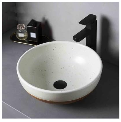 Lavandino da appoggio Lavandino da appoggio for esterno, balcone, bagno, interno, lavabo rotondo, lavabo for uso domestico con accessori per mobiletto lavabo per bagno