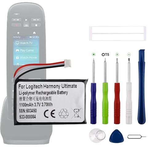 Swark 1100mAh Neu 533-000084 Akku Ersatz Kompatibel mit Logitech Harmony Touch,Harmony Ultimate Fernbedienungen 533-000083 533-000084 915-000198 915-000201 mit aktualisiertem Reparaturwerkzeugsatz