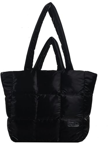 Outplea Handtasche Tote Tasche Damen, Puffy Tote Bag Shopper Tasche mit Reißverschluss, Groß Gesteppter Ultraleichte Puffer Schultertasche für Arbeit Uni Reise Shopping Schule