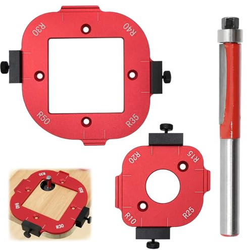 GYSRXS 2 Stück Router Jig Radius Schablone 4 in 1 Präzision Radius Schablone Frässchablonen für Oberfräse R10 R15 R20 R25 R30 R35 R40 R50(Rot)