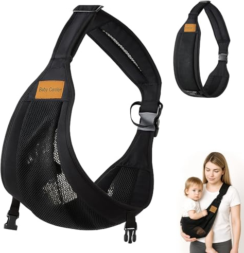 KAIYAYA Babytrage Seitlich,Schwarz Tragetuch baby Neugeboren Verstellbare,Babytragetuch,Hüfttrage für Kleinkinder,Baby Ergonomische,von 0 bis 36 Monaten,Kleinkinder bis 25kg
