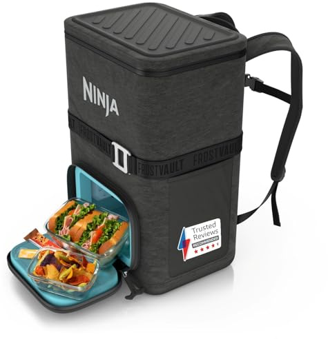 Ninja FrostVault Go 23 Litre 36-Can Backpack Outdoor Soft Cooler with Cold Dry Zone, Keeps ice for up to 24 Hours, Charcoal Grey FF136EUUKCG