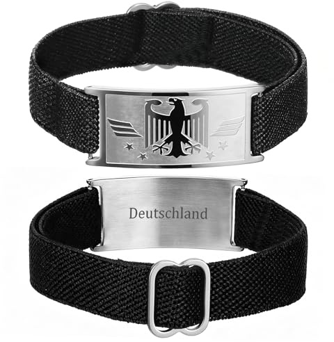 AFSTALR Deutscher Adler Armband Herren Edelstahl Einstellbar Bundesadler Armbänder mit Gravur Germany Eagle Bracelet Men Geschenke Für Männer