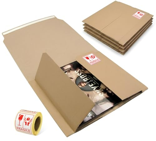 12 Inch Vinyl Record Mailers Postage Packaging LP Cardboard Secure 12 Mailer – Strong & Protective Shipping Boxes (5)