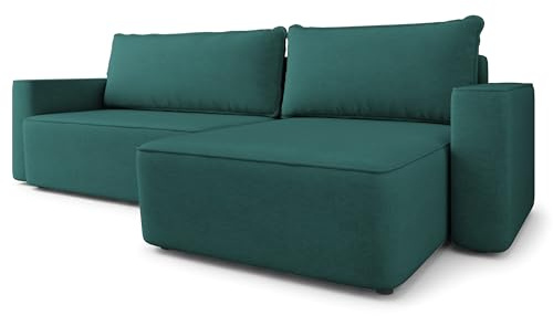 Masseno Ecksofa BELARO CL mit Schlaffunktion L-Form, Klassisch Sofa mit Bettkasten, Wohnzimmersofa, Couch, Soffa, Bettsofa, Couchgarnitur - Hellgrau, Castel 80