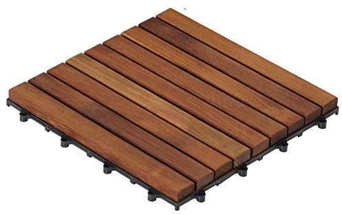Bare Decor EZ-Floor in Solid Teak Wood, 1 TILE ONLY, Long Slat by Bare Decor