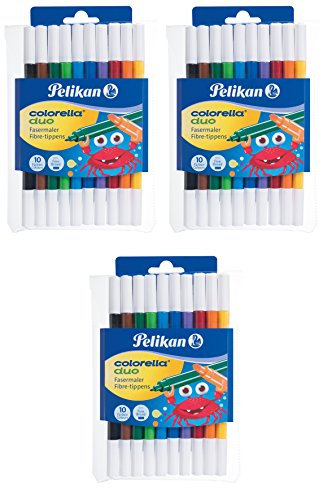 3er Pack Pelikan, 10 Fasermaler Colorella Duo