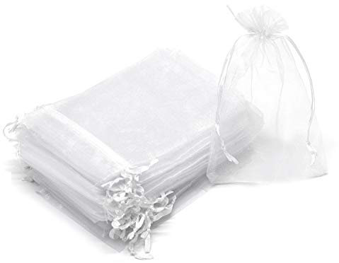 Dealglad Bezall Organza-Beutel, transparent, mit Kordelzug, für Hochzeit, Party, Schmuck, Geschenkbeutel, Weihnachten, Süßigkeitenbeutel, 50 Stück