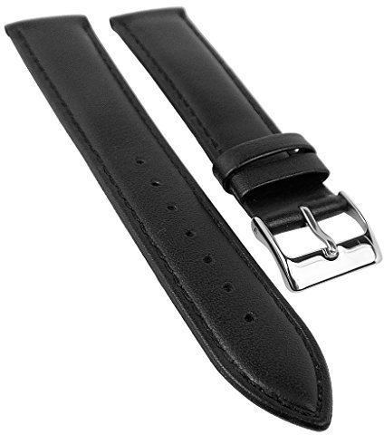 Herzog Uhrenarmband Leder schwarz gefüttert mit Naht 32220S, Stegbreite:20mm