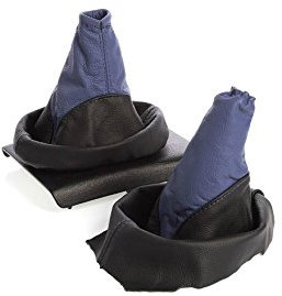 Schaltmanschette und Handbremsmanschette Schwarz-Blau Echt Leder myshopx SH07