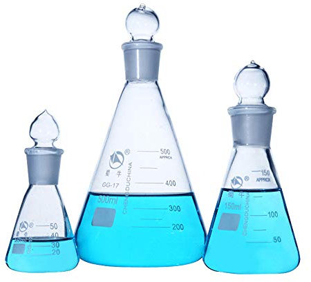 Glass Erlenmeyer Flask with Ground Glass Stopper 50-1000ML Borosilicate Glass Conical Flask Prevent Evaporation of Objects in The Flask (1000ml/24#)