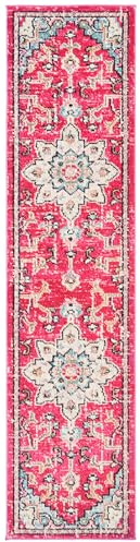 SAFAVIEH Distressed Rug for Living Room, Dining Room, Bedroom - Madison Collection, Short Pile, in Fuchsia and Blue, 67 X 122 cm