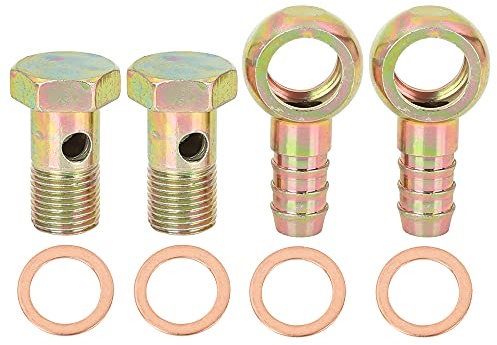 X AUTOHAUX 2 Sätze 16mm Banjo Schlauch Barb Bolt Fittings Banjo Bolt Washer Metall für Auto Motorrad