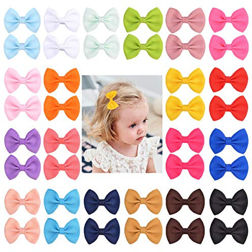 Jollybows Lot de 40 mini barrettes à cheveux en ruban gros-grain de 4,5 cm pour bébé fille