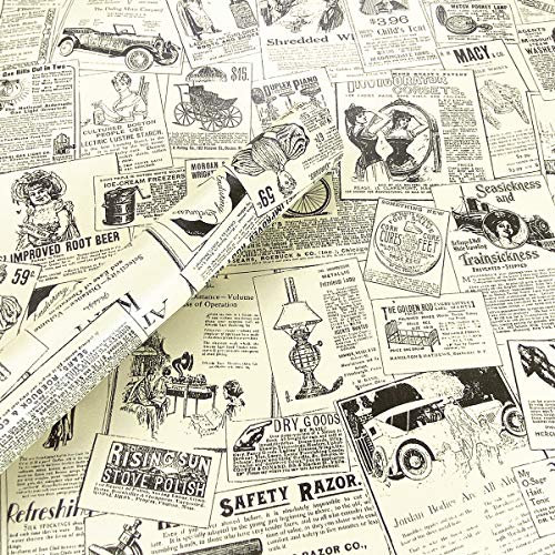 MESOAR Papier peint autocollant décoratif en vinyle Motif journal 45 x 300 cm