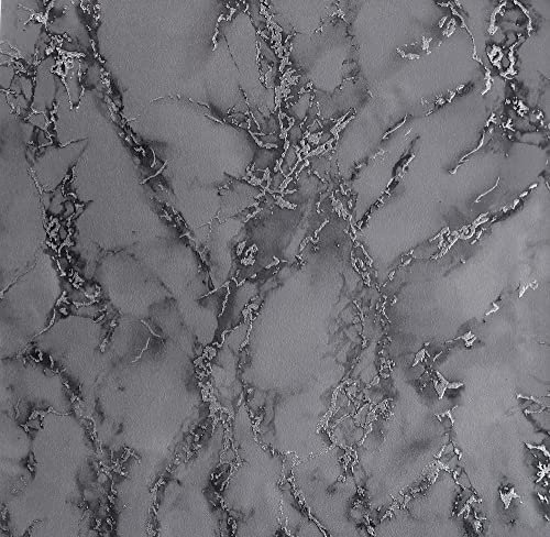 Arthouse Carrara Marble Charcoal Coloured Wallpaper,for Living Spaces & Feature Walls, Kitchen Bedroom Hallway Dining Wallpaper 10.05m x 0.53m Roll, Marble Effect 296702, Grey, Full Roll