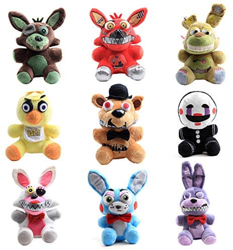 uiuoutoy FNAF Nightmare Foxy Freddy Springtrap Plüschpuppen, 9-teiliges Set