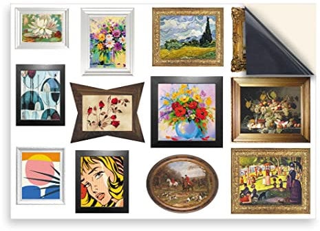 Stick & Go Repositionable Self Adhesive Dolls House Wallpaper 1:12 Scale (1 Sheet) - 12 Paintings To Suit All Eras - No. 106