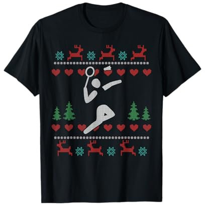 Badminton Weihnachten Design Ugly Christmas Badmintonspieler T-Shirt