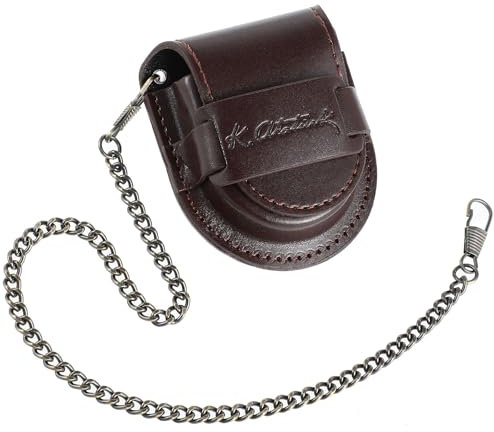 Hemobllo Taschenuhren Etui aus Leder, Gürteltasche Etui, Vintage Taschenuhrenhalter Schützende Taschenuhr-Aufbewahrungstasche Mit Kette Tragbare Taschenuhrentasche