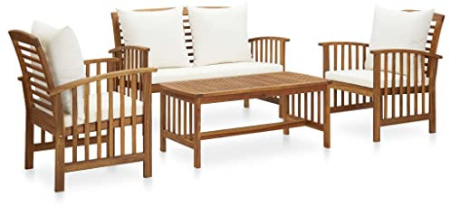 INLIFE 4-TLG. Garten-Lounge-Set mit Auflagen Massivholz Akazie-7975