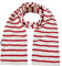 modAS Unisex Bretonischer Schal mit Streifen und uni verschieden Farben - Herrenschal Damenschal Kinderschal 13x120 cm in Natur-Rot