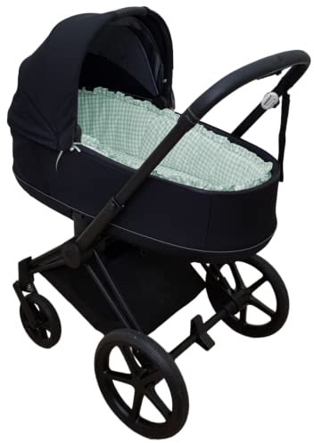 Gepolsterten Schutzhülle kompatible mit Babyschale Cybex Priam + Spannbettlaken. Geruit Mint